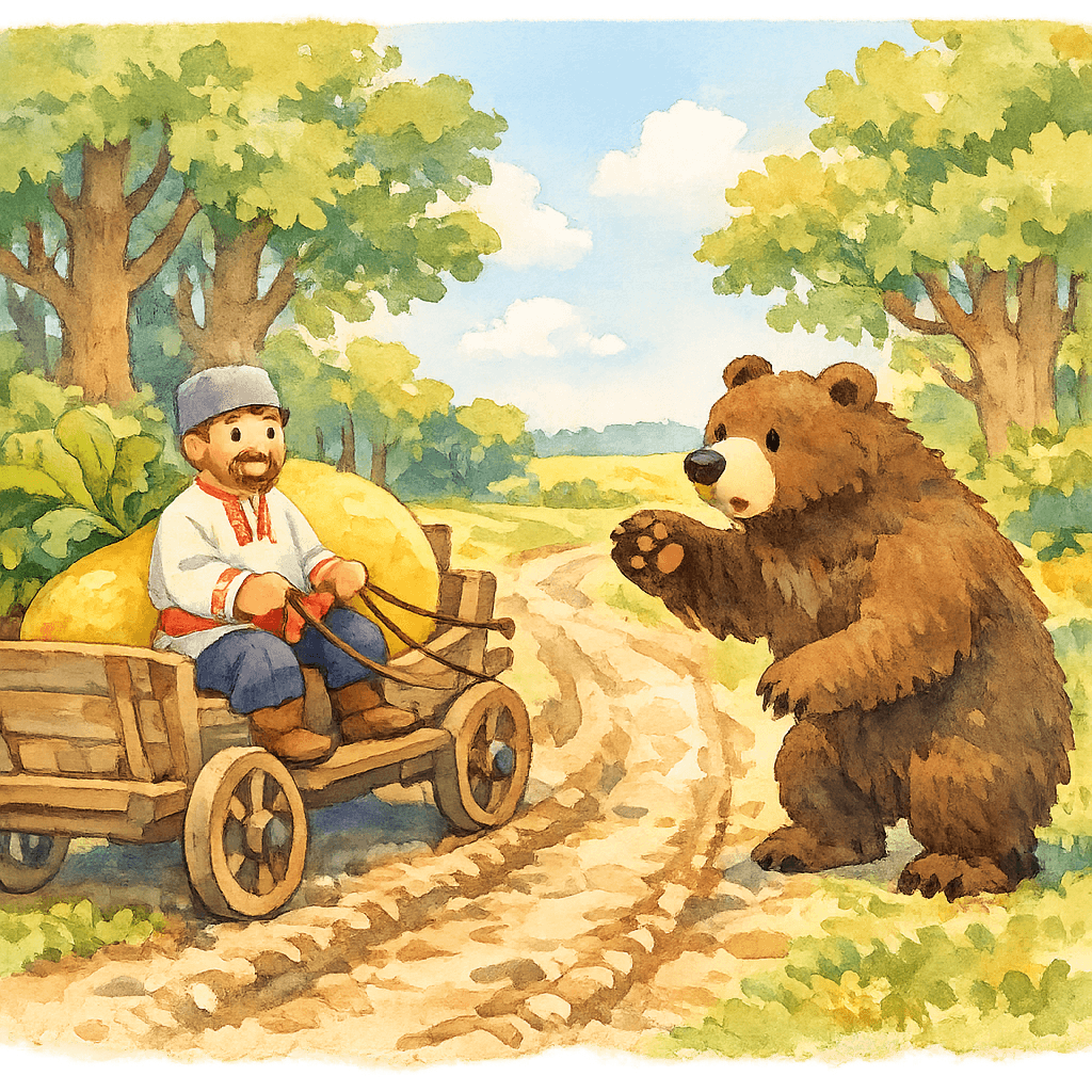 Медведь просит попробовать корешок репы