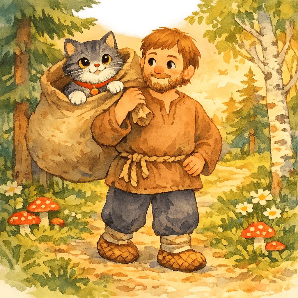 Мужик несет кота в мешке в лес