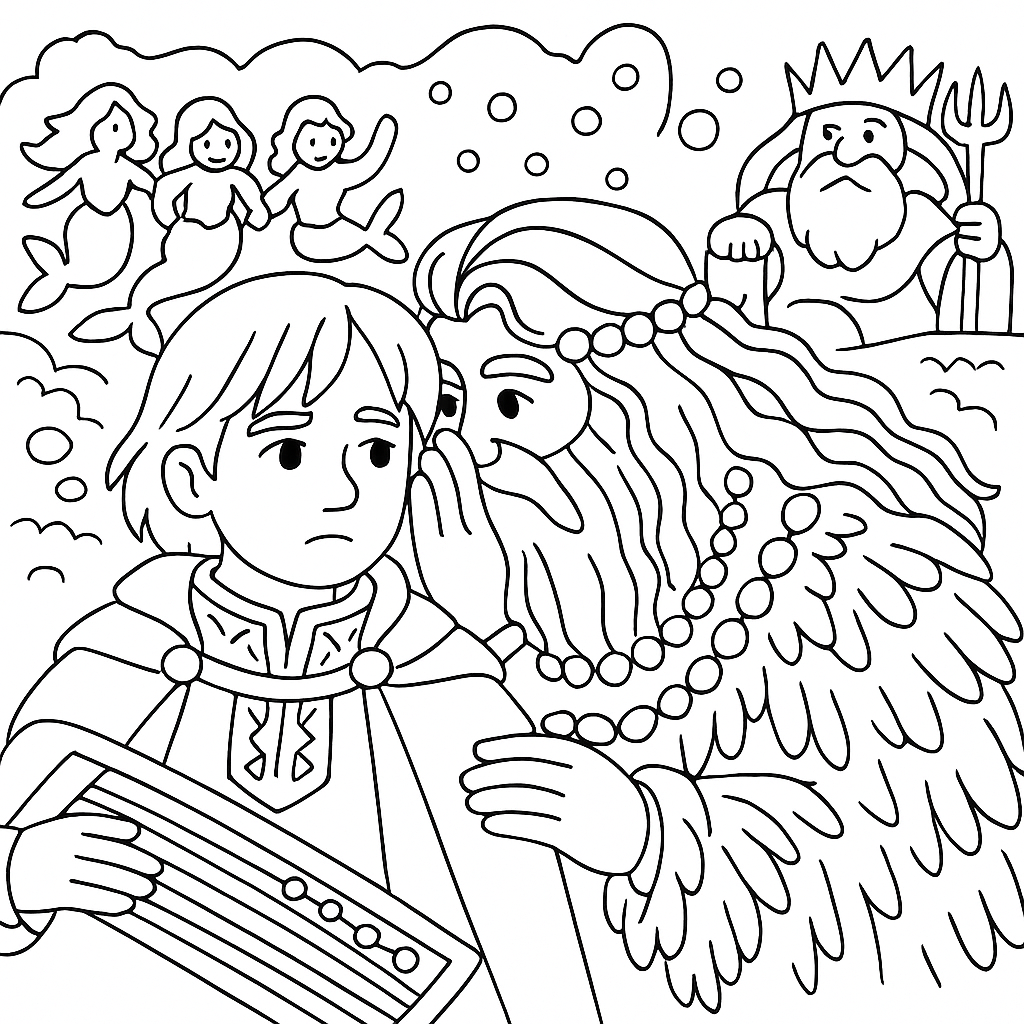 Раскраска по сказке "Садко"