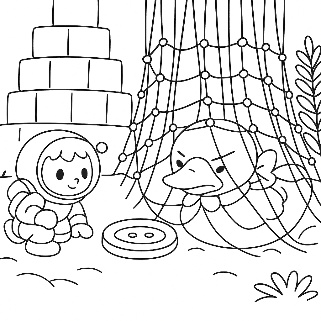 Раскраска по сказке "Игрушки в аквариуме"