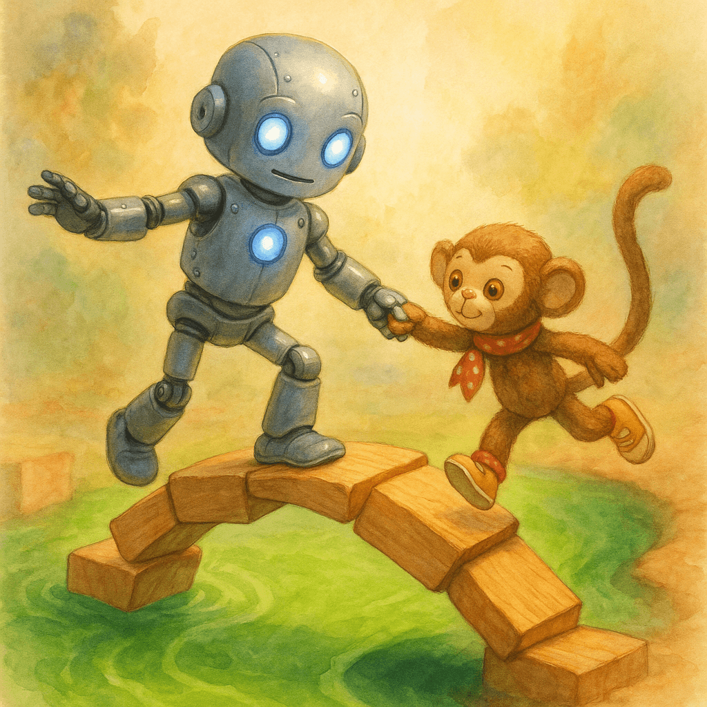 Мими спасает Броню на качающемся мосту