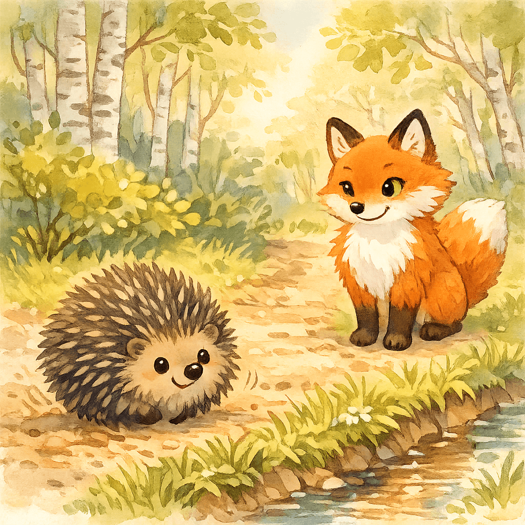 Лиса встречает колючего «колобка» у канавы