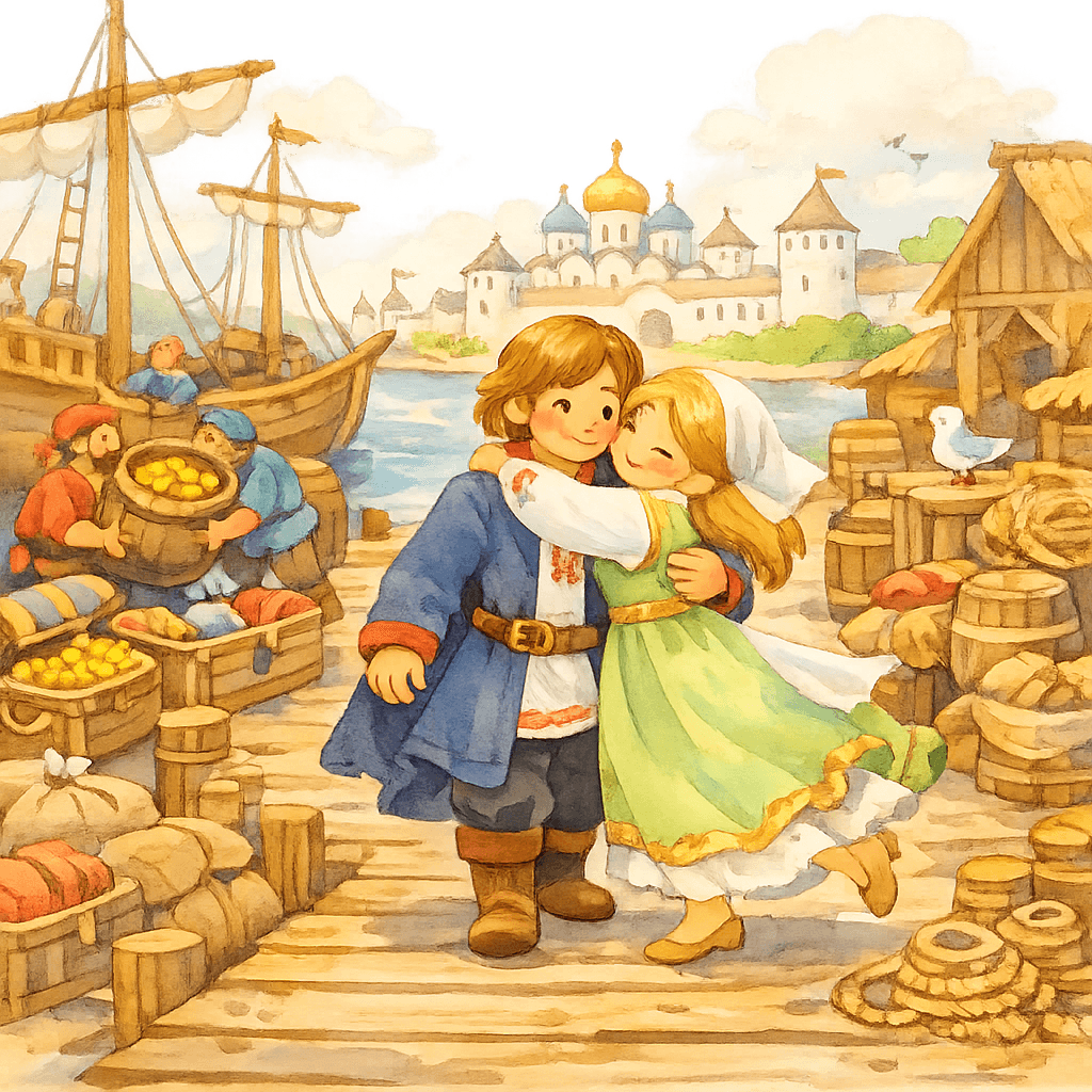 Возвращение Садко в Новгород и встреча с женой