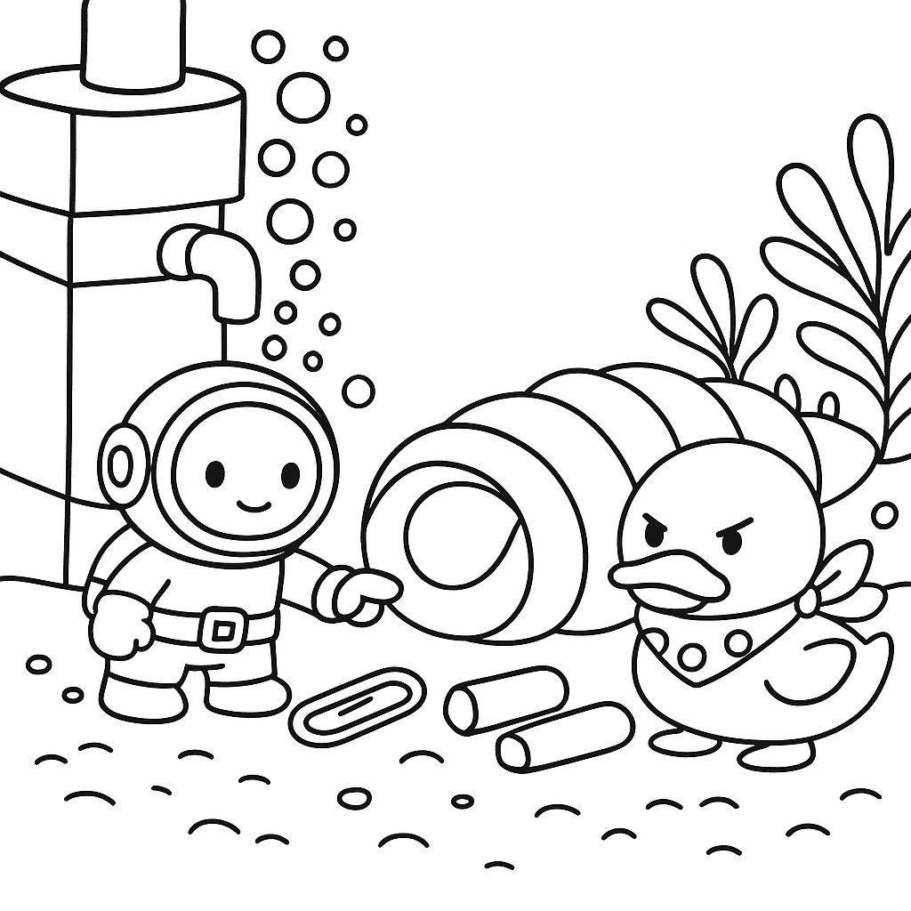 Раскраска по сказке "Игрушки в аквариуме"