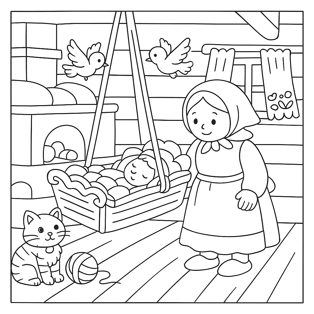 Раскраски: Ай, люлюшки-люлюшки