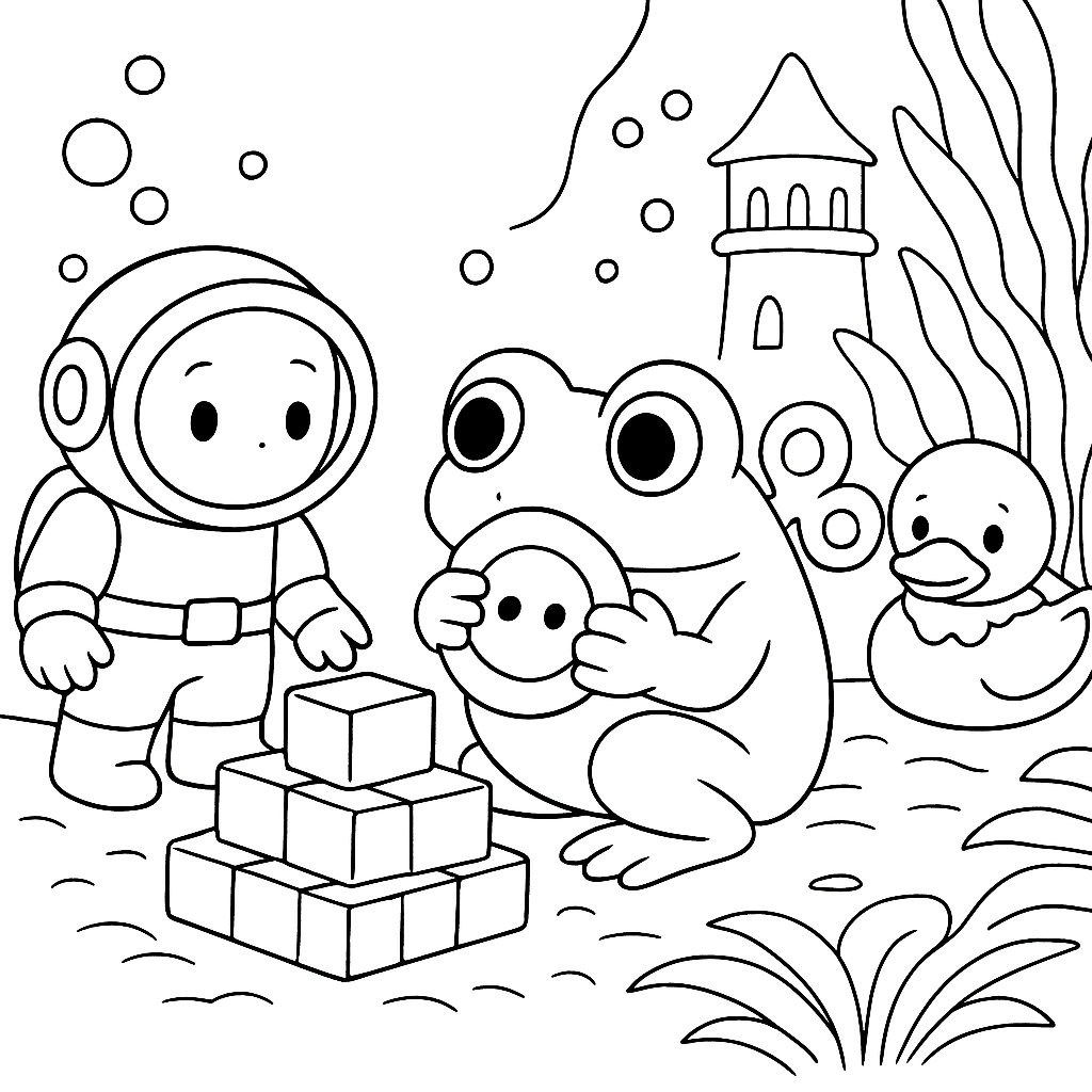 Раскраска по сказке "Игрушки в аквариуме"