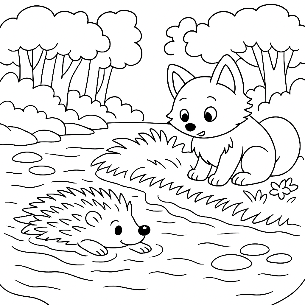 Раскраска по сказке "Лесной колобок колючий бок"