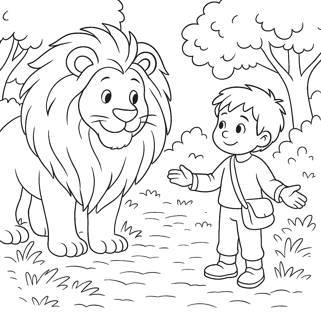 Раскраска по сказке "Лев, щука и человек"