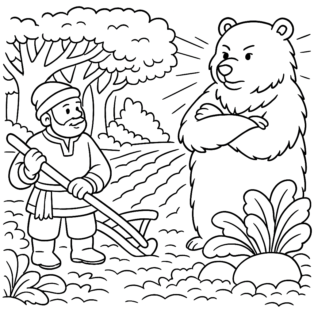 Раскраски: Мужик и медведь