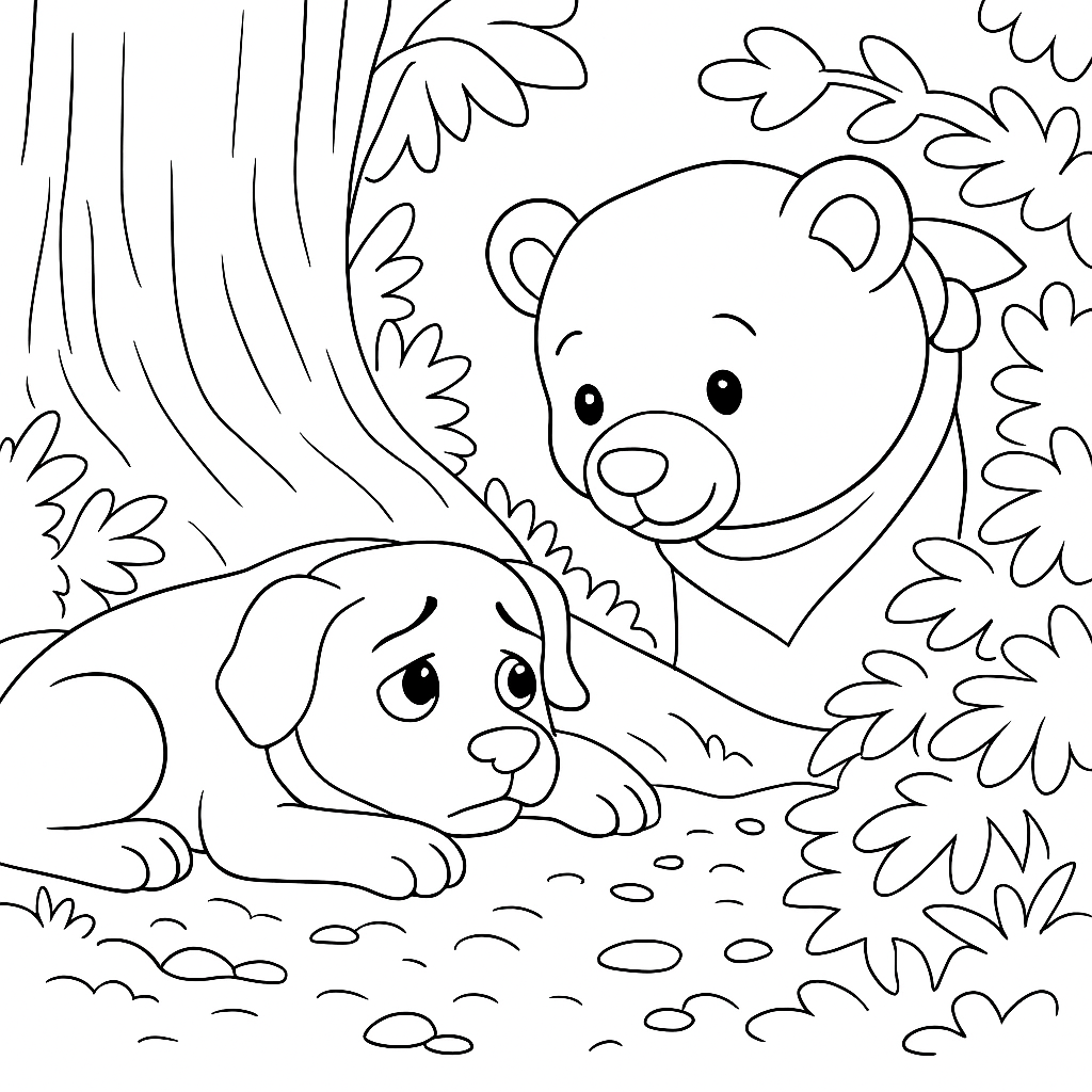 Раскраска по сказке "Полкан и медведь"