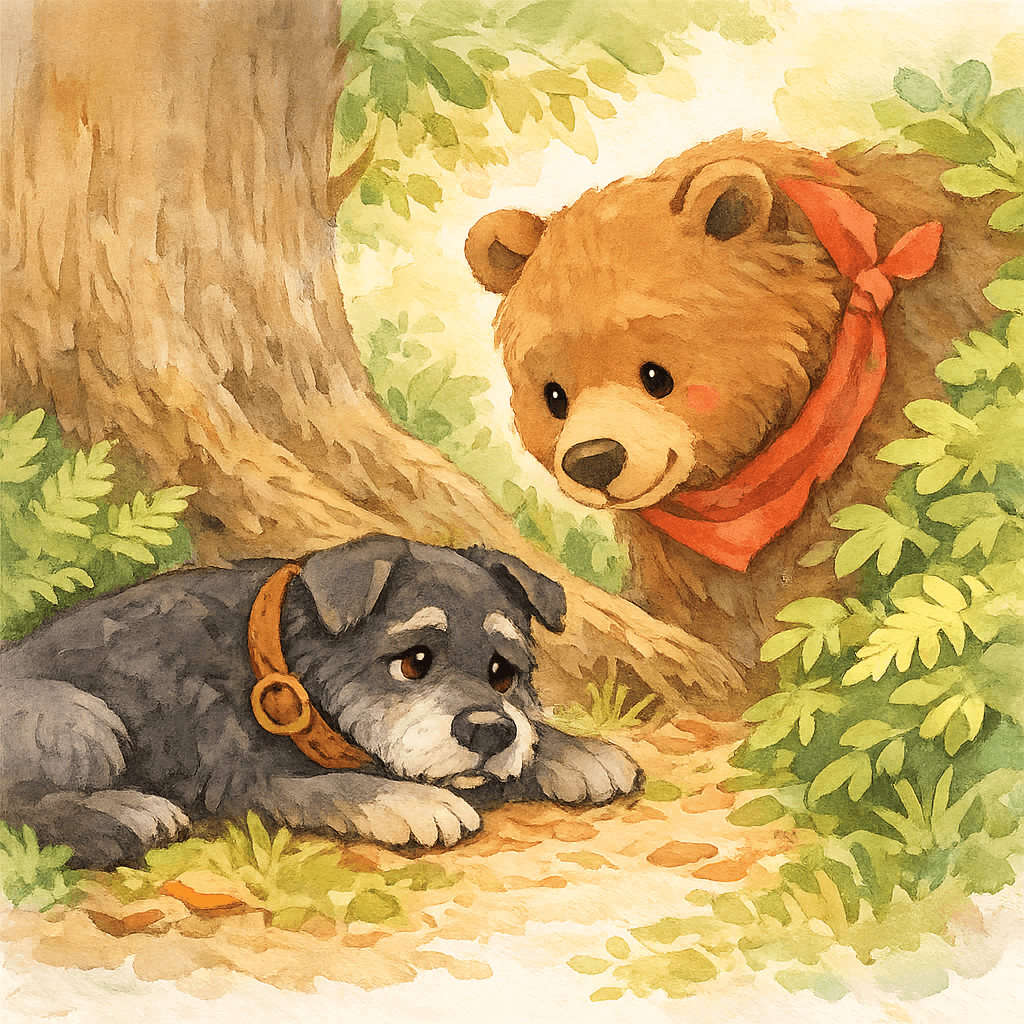 Медведь находит Полкана в лесной чащобе