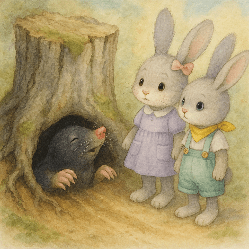 Крот высунул мокрый розовый нос и усы из норки