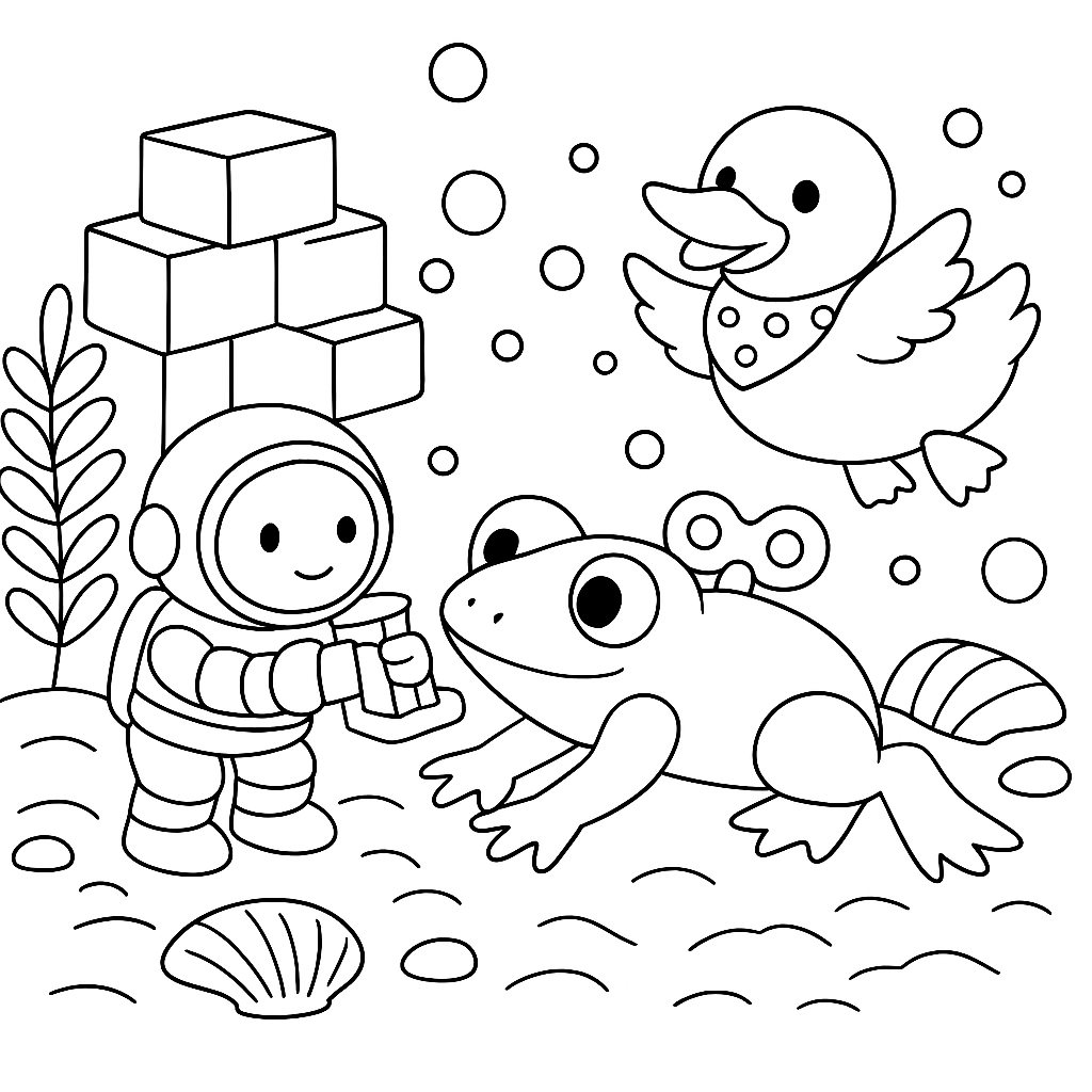 Раскраска по сказке "Игрушки в аквариуме"