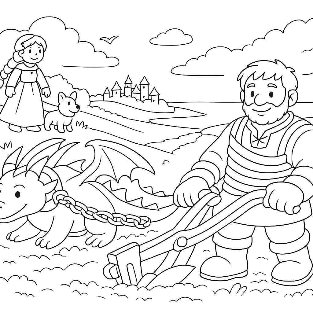 Раскраска по сказке "Никита Кожемяка"