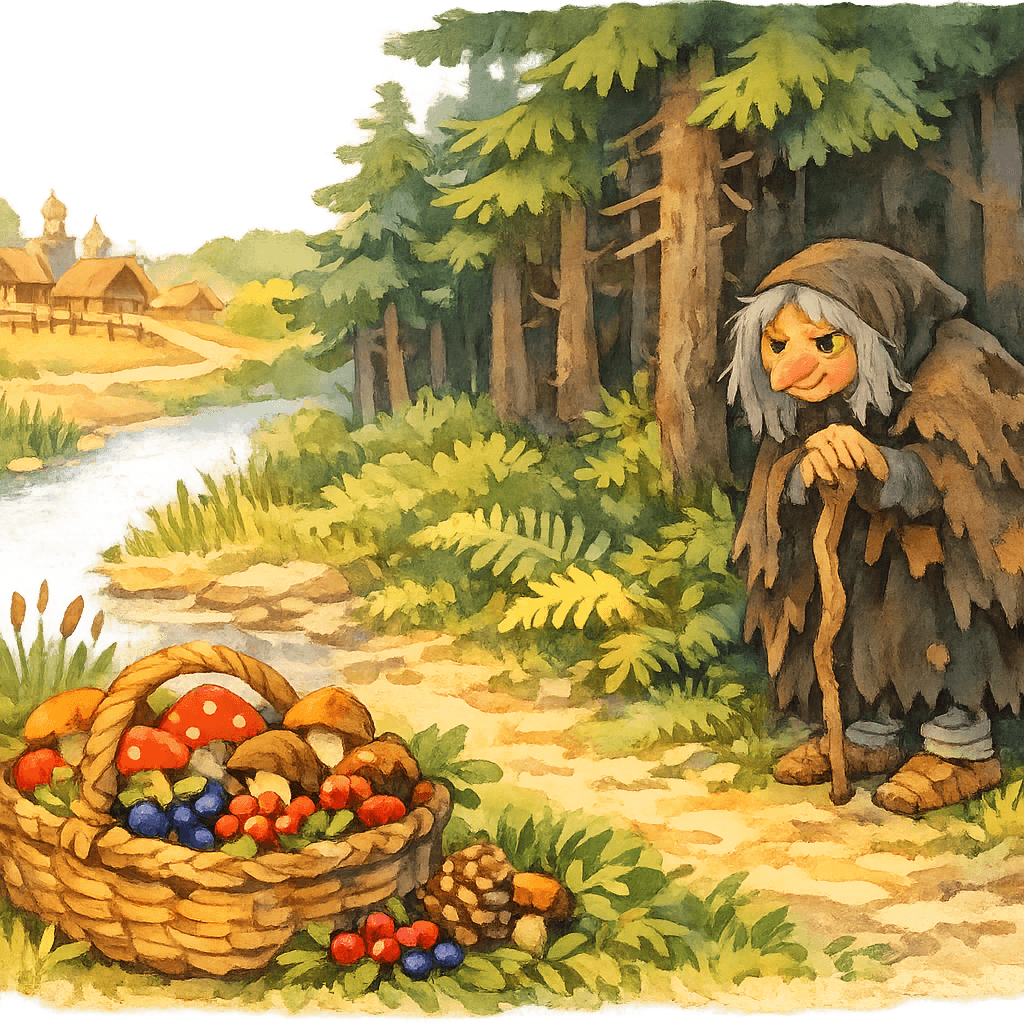 Дремучий бор у речки, где Яга не пускает людей