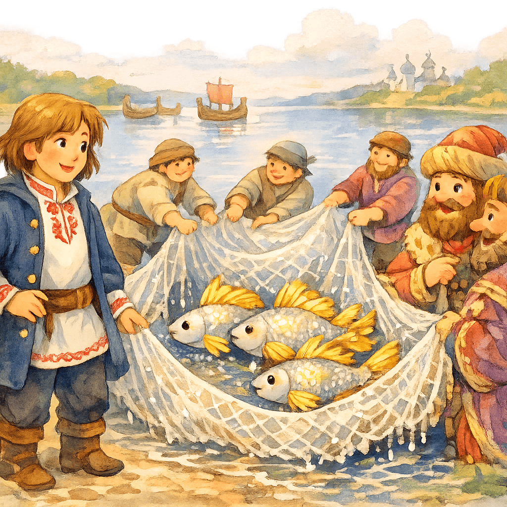 Шёлковым неводом ловят рыбу-золотое перо