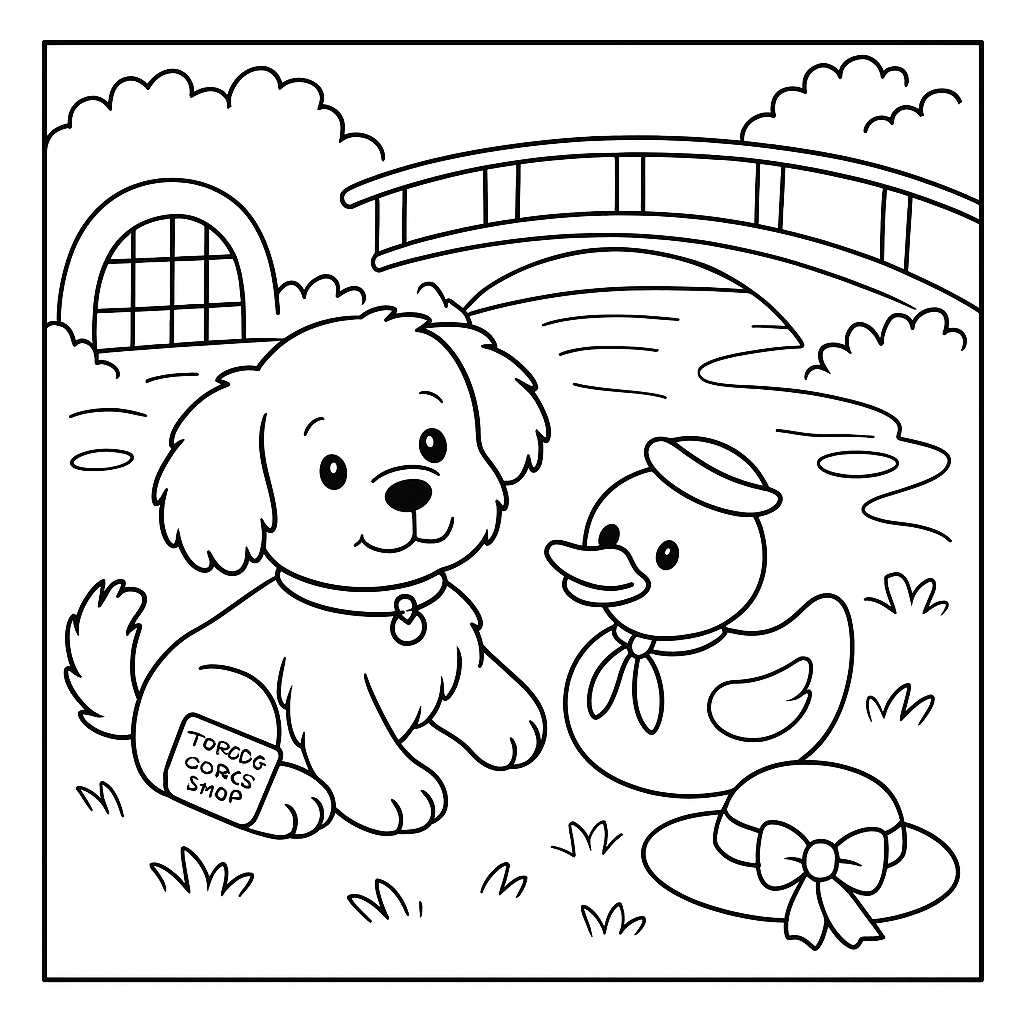 Раскраска по сказке "Пёс Тото и спасение шляпки"