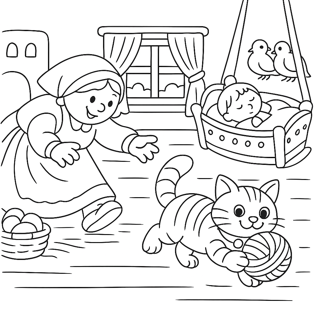 Раскраска по сказке "Ай, люлюшки-люлюшки"