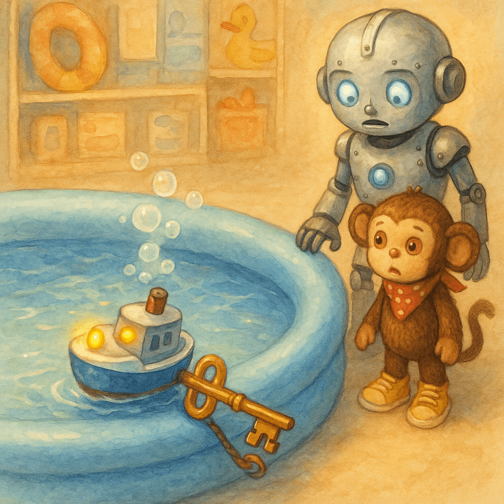 Золотой ключ застрял на винте заводного катера в бассейне