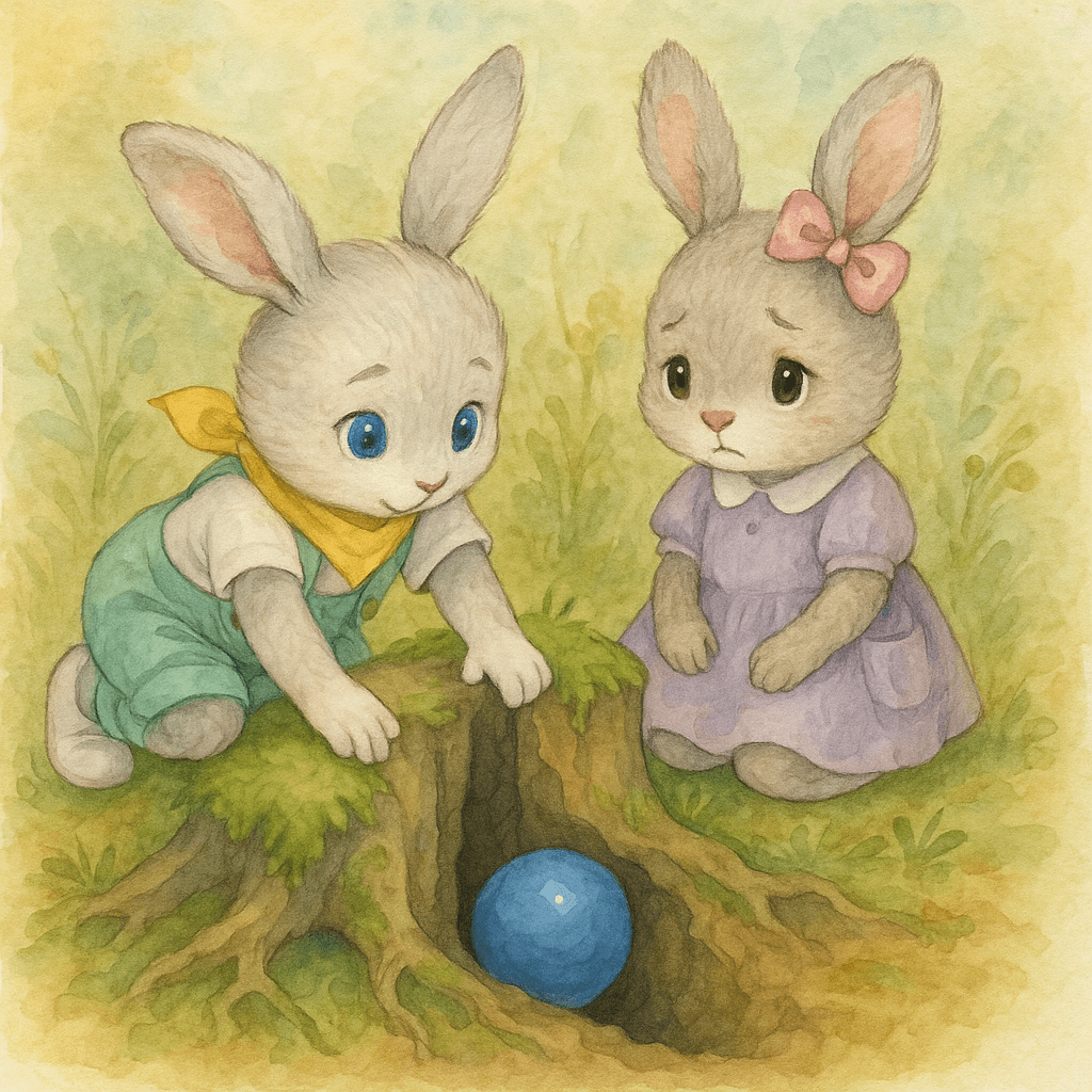 Тая пытается достать мяч, но ямка слишком узкая