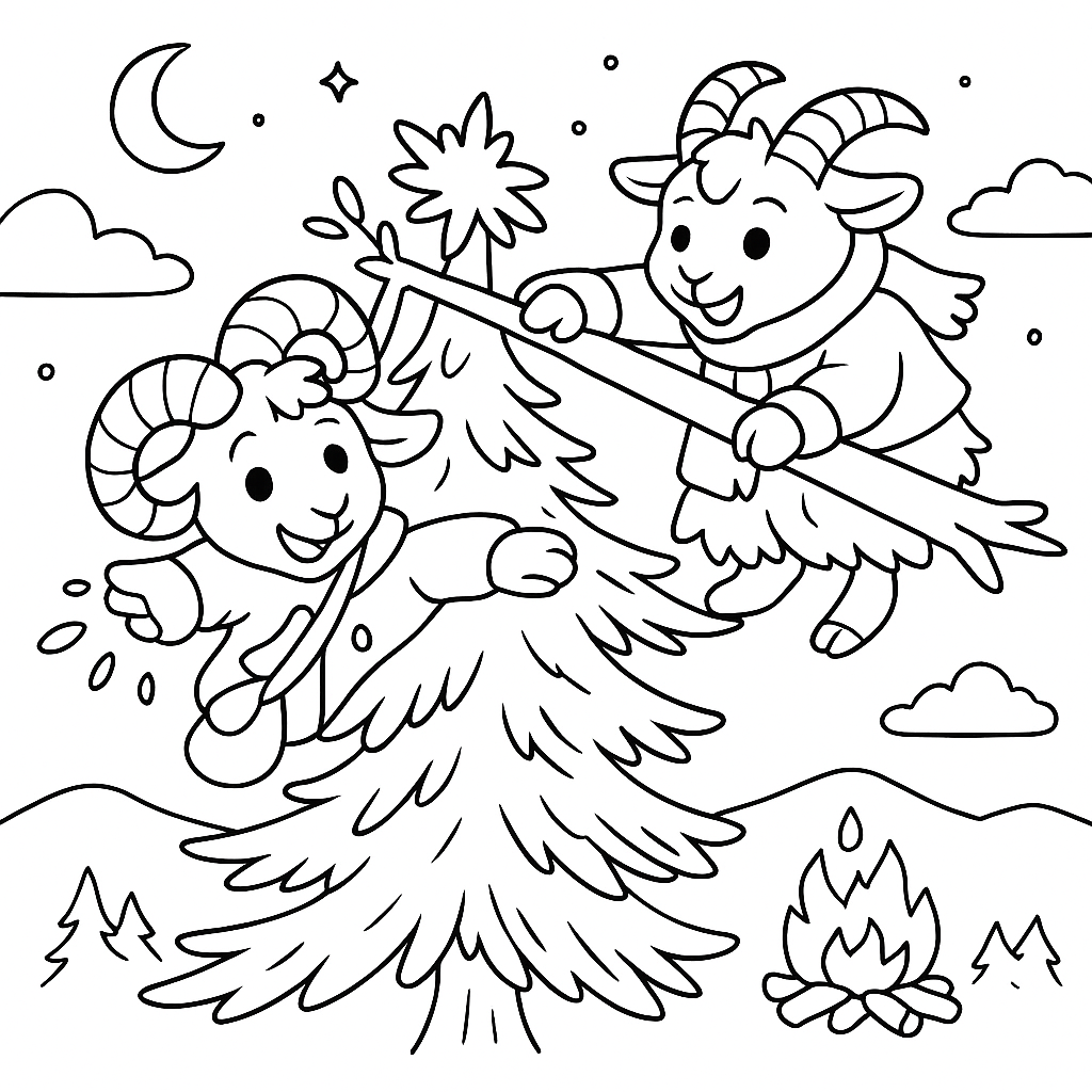 Раскраска по сказке "Храбрый баран"