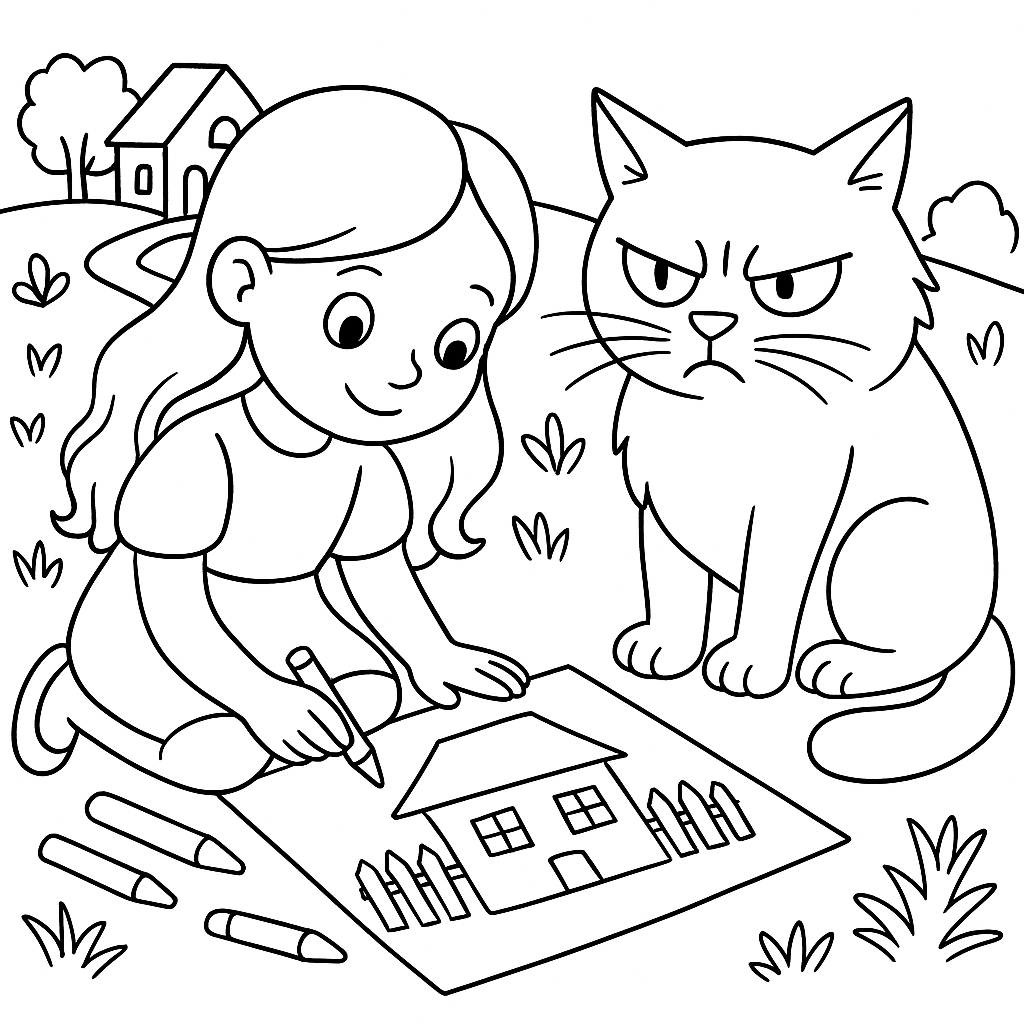 Раскраска по сказке "Капризная кошка"