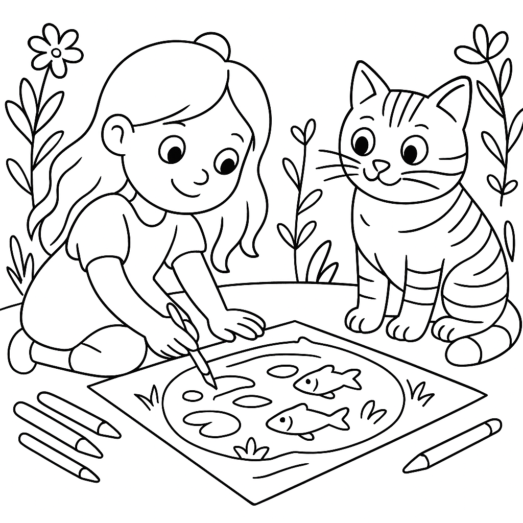 Раскраска по сказке "Капризная кошка"