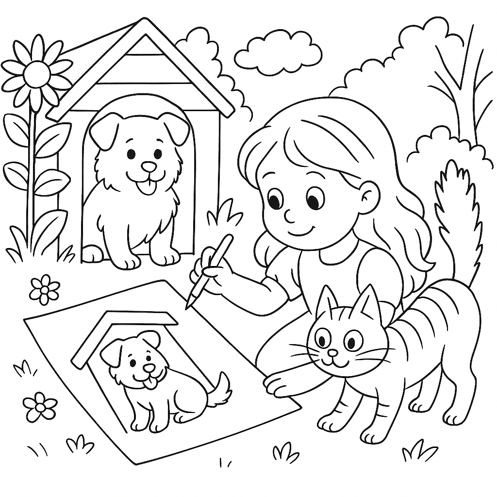 Раскраска по сказке "Капризная кошка"