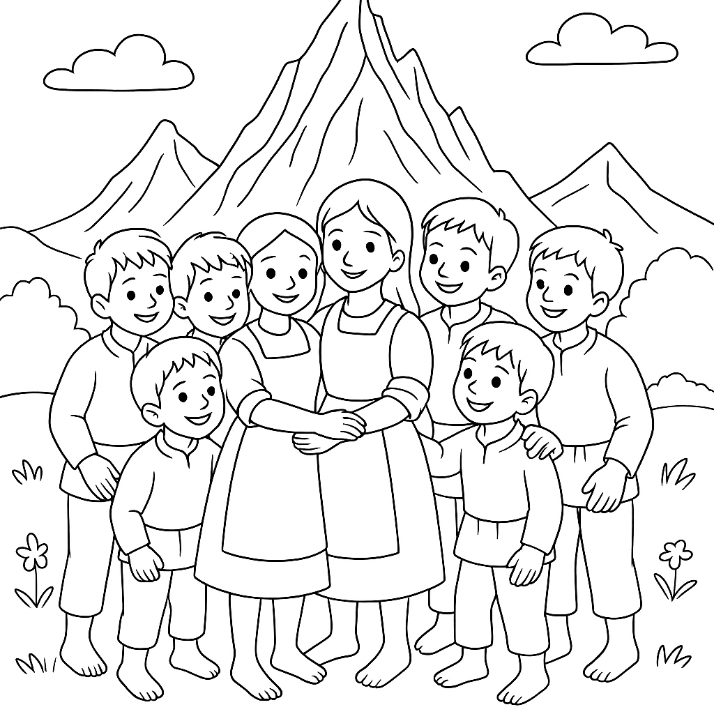 Раскраска по сказке "Семь воронов"