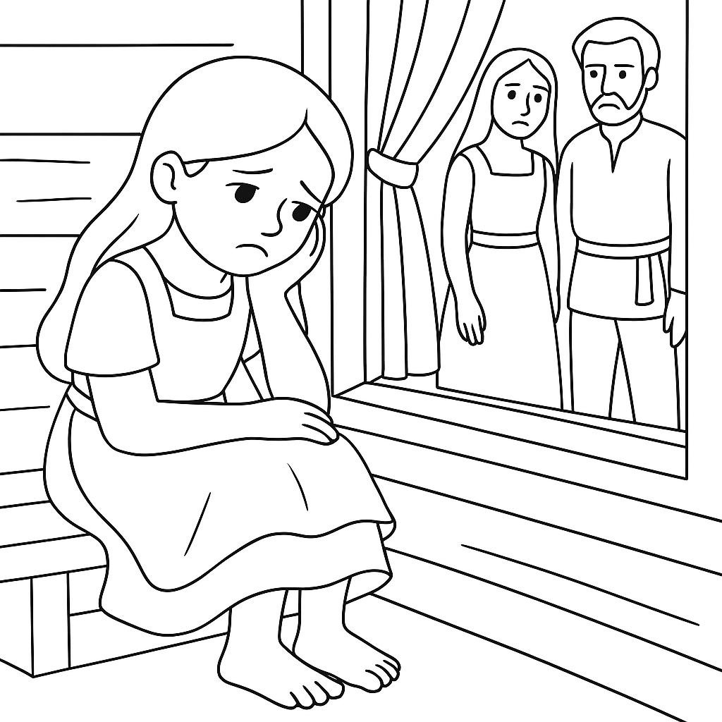 Раскраска по сказке "Семь воронов"