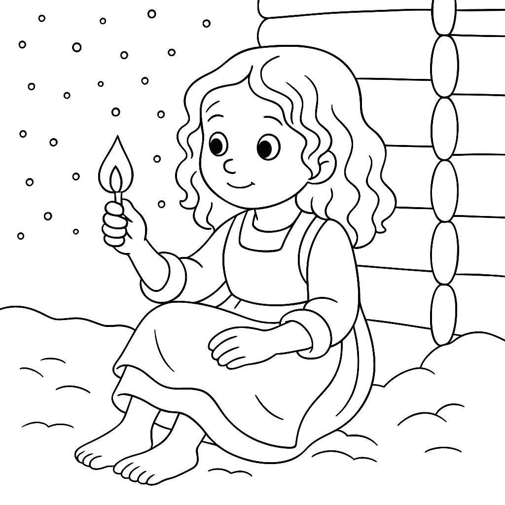 Раскраска по сказке "Девочка со спичками"