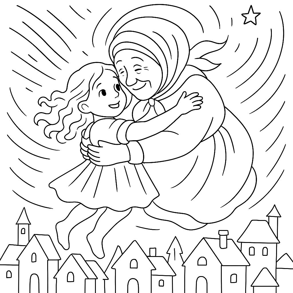 Раскраска по сказке "Девочка со спичками"