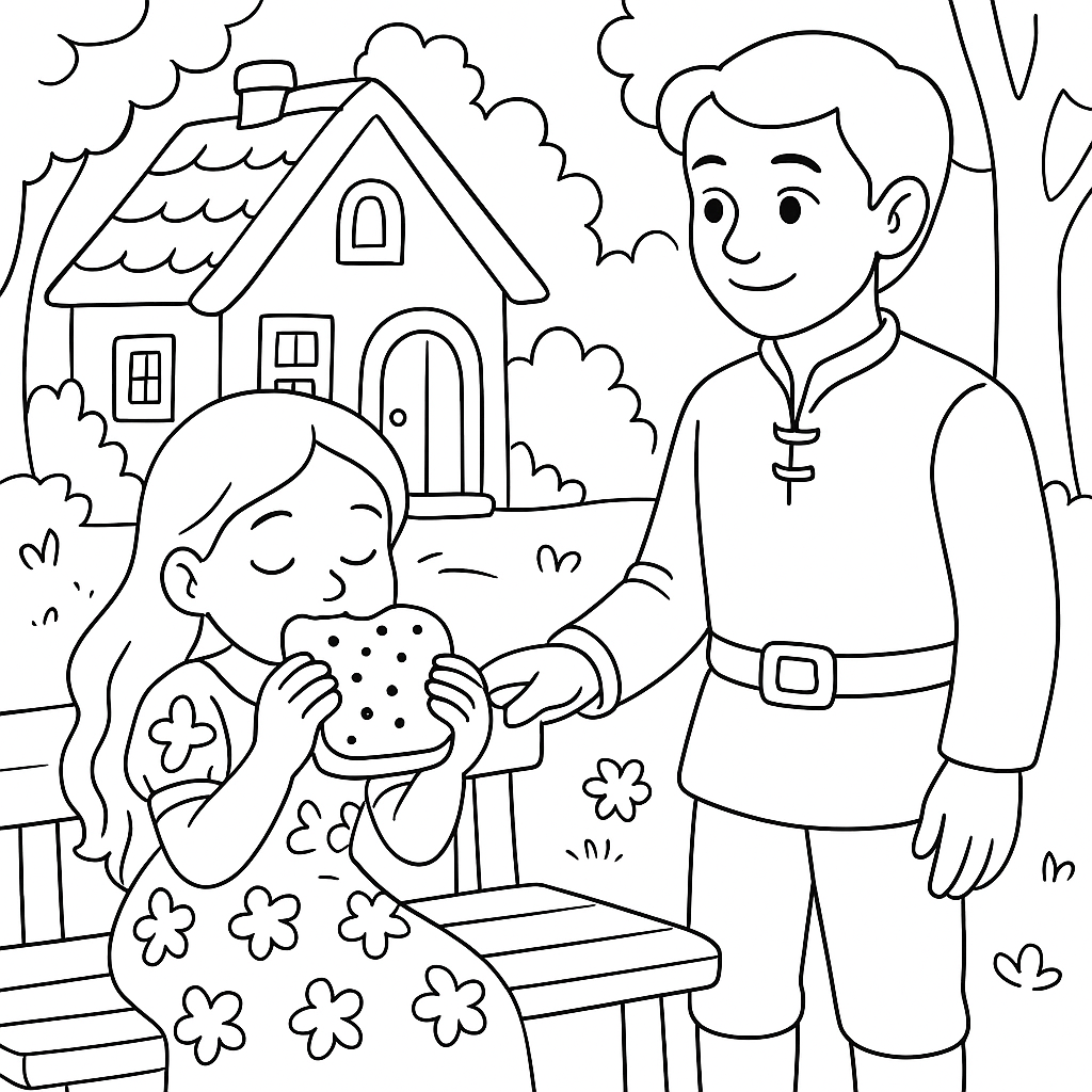 Раскраска по сказке "Лисичкин хлеб"