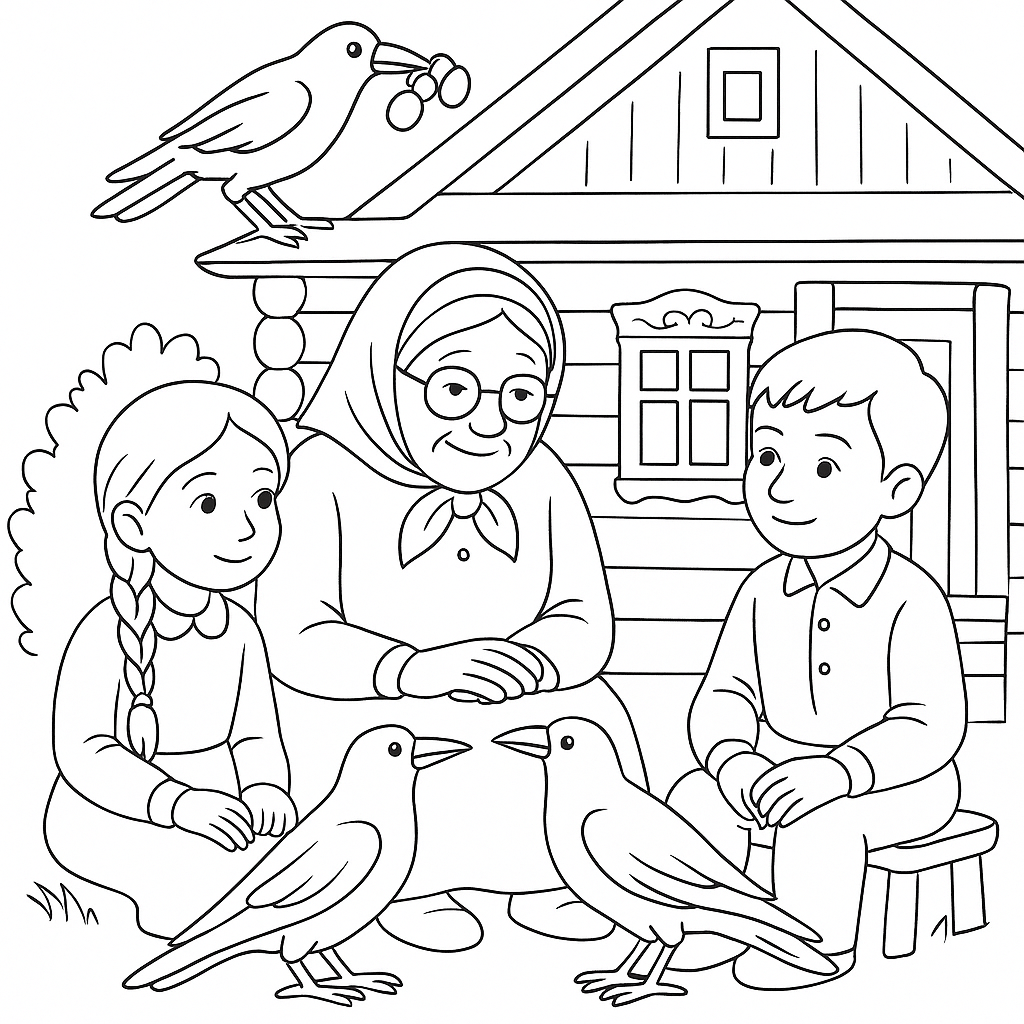 Раскраска по сказке "Галка"