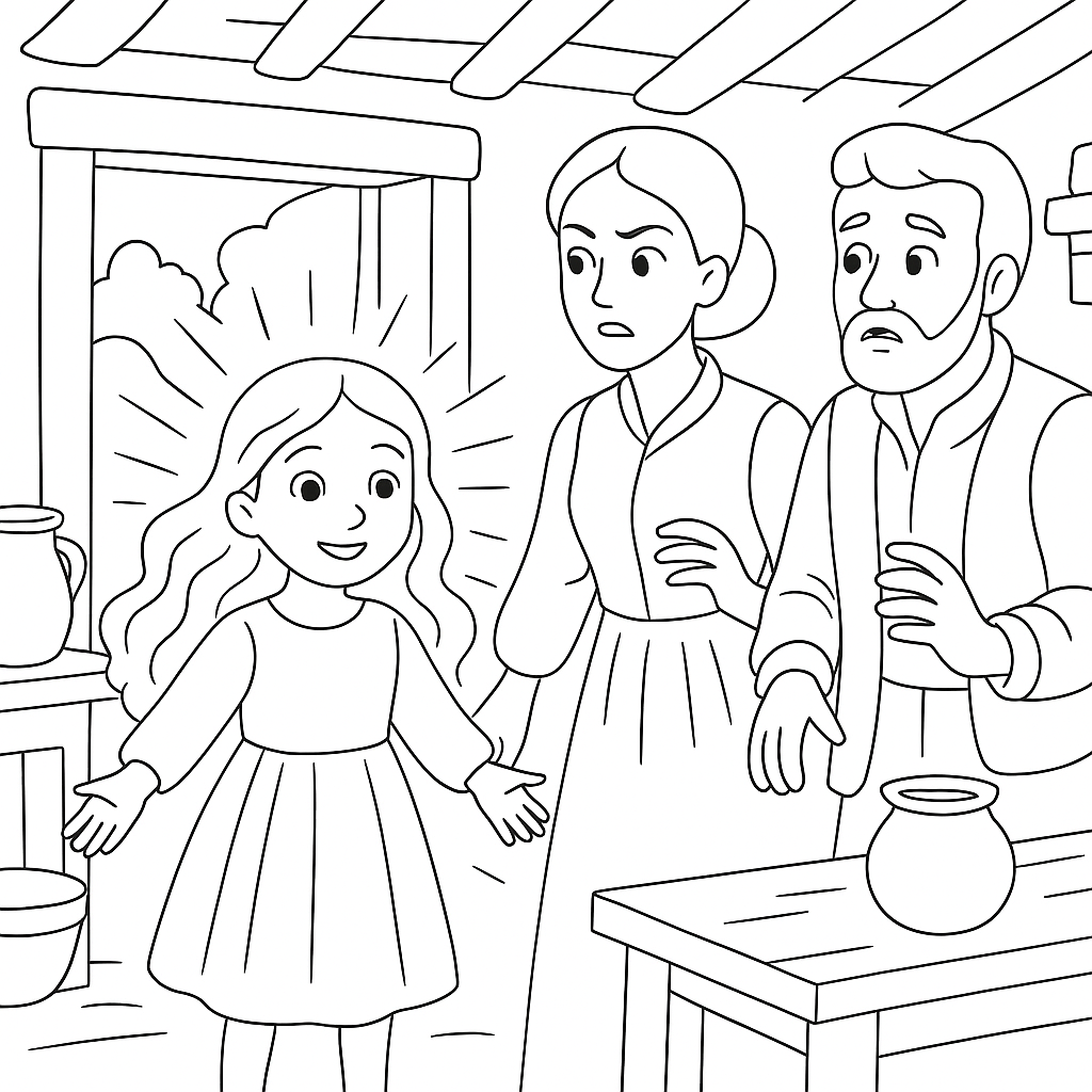 Раскраска по сказке "Золотая девочка"