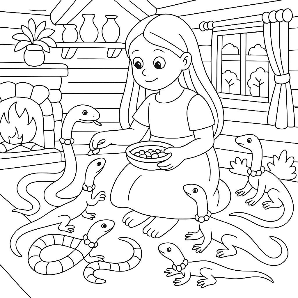 Раскраска по сказке "Золотая девочка"