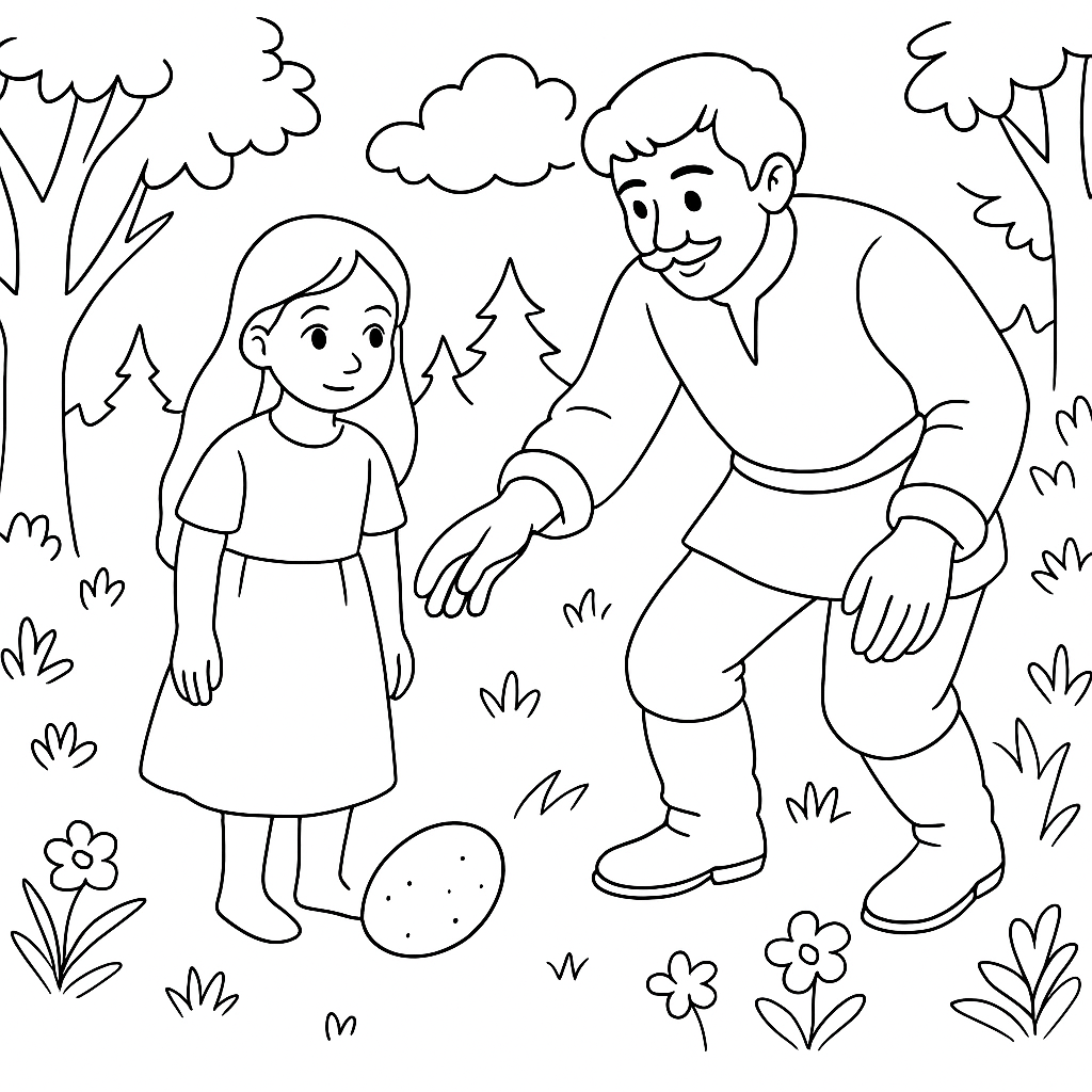 Раскраска по сказке "Золотая девочка"