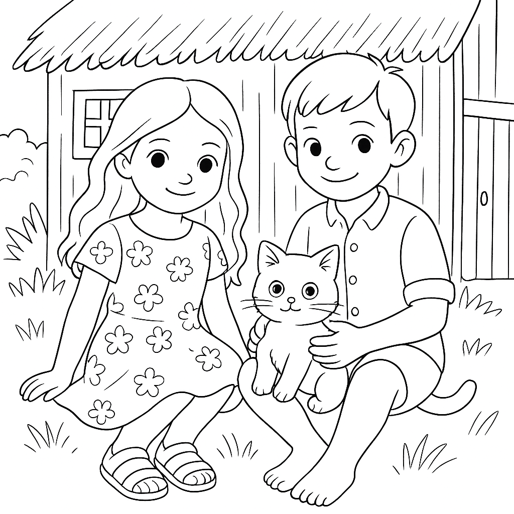 Раскраска по сказке "Котенок"