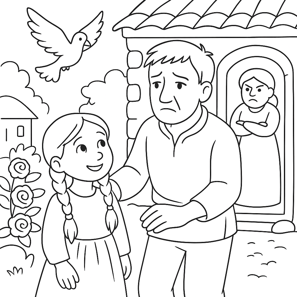 Раскраска по сказке "Белый голубок"