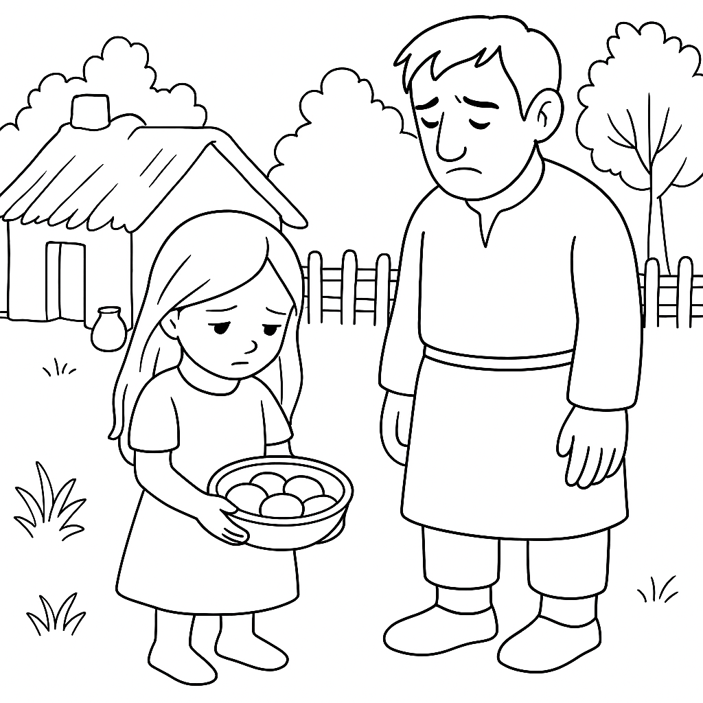 Раскраска по сказке "Дочь-семилетка"