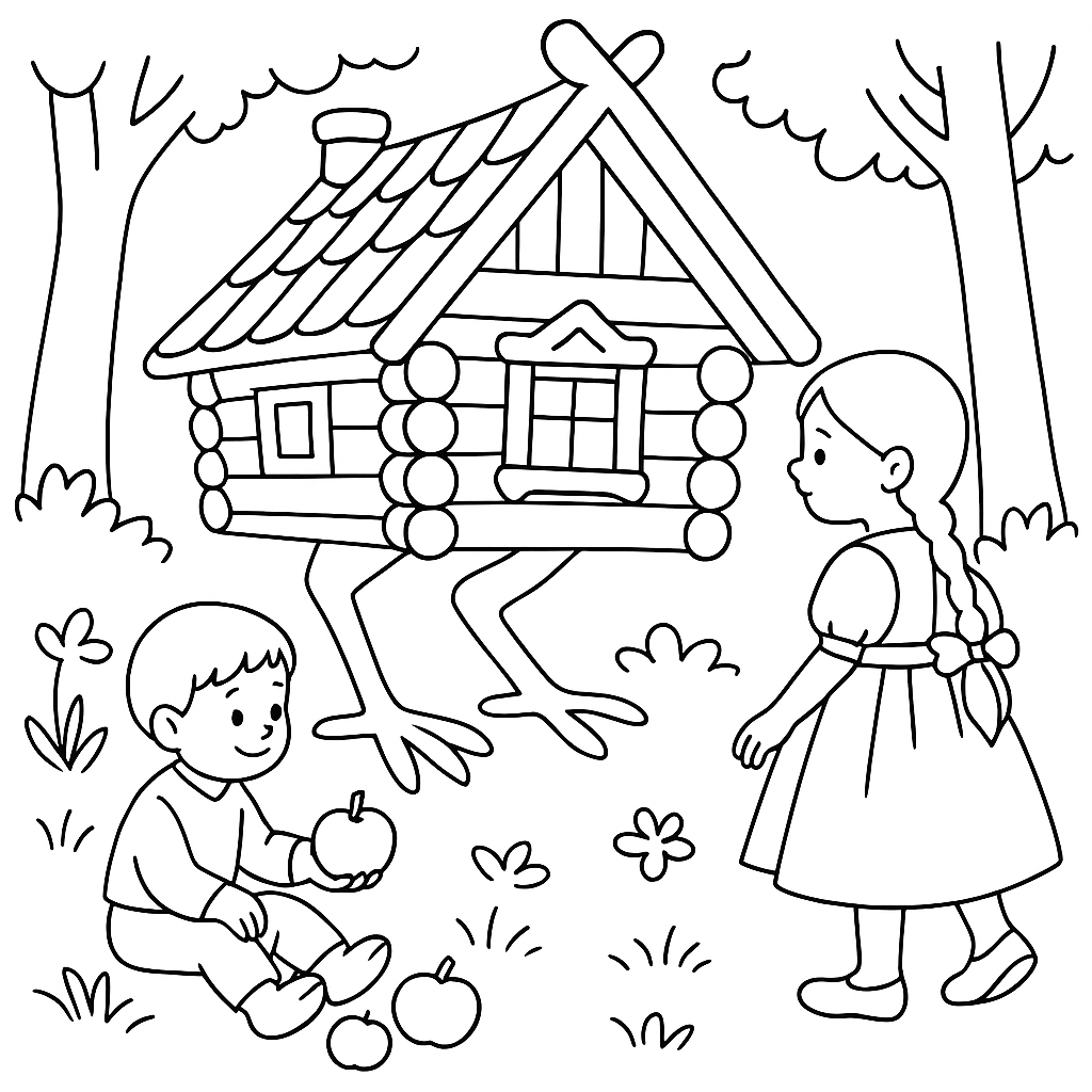 Раскраска по сказке "Гуси-лебеди"