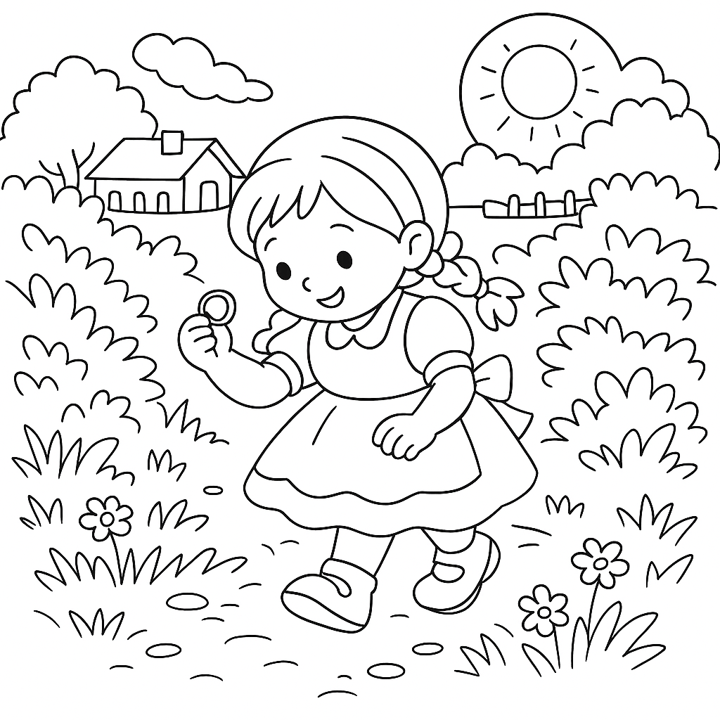 Раскраска по сказке "Кто колечко найдёт"