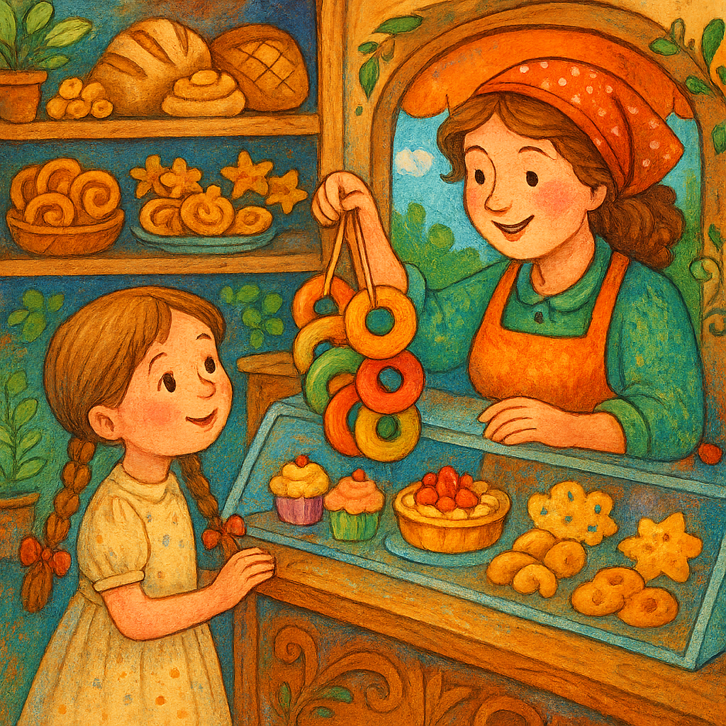 Женя покупает баранки в магазине