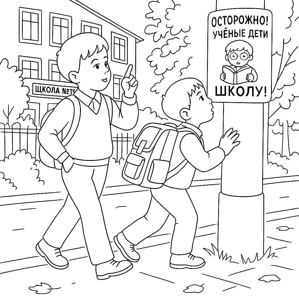 Раскраска по сказке "Первый раз в первый класс"
