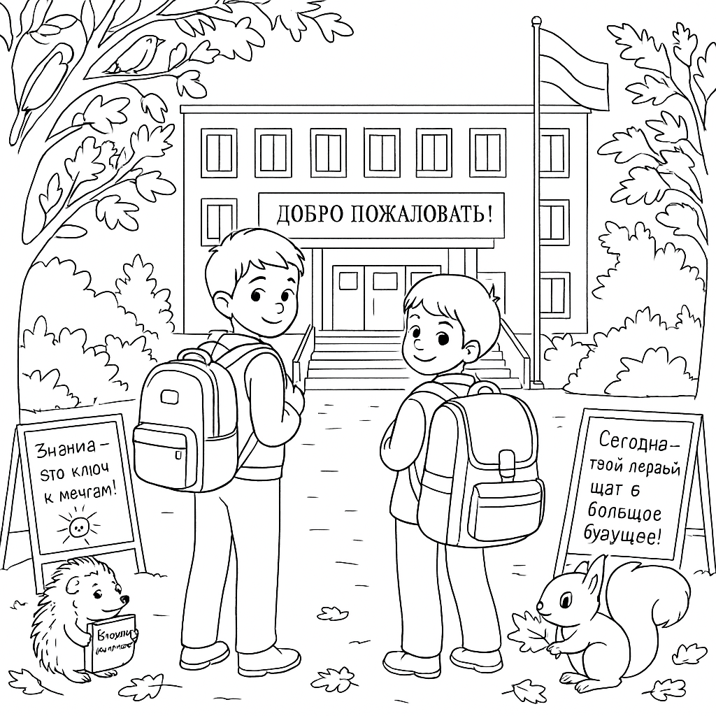 Раскраска по сказке "Первый раз в первый класс"