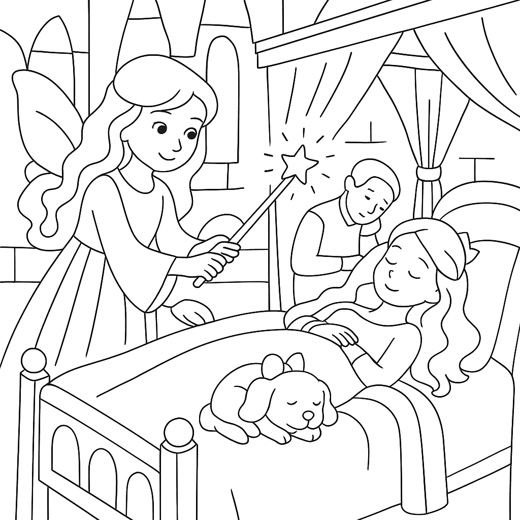 Раскраска по сказке "Спящая красавица"