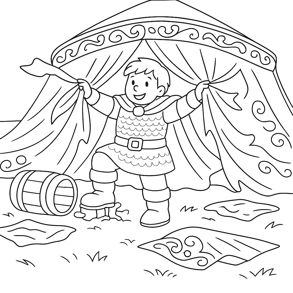 Раскраска по сказке "Бой добрыни с дунаем"