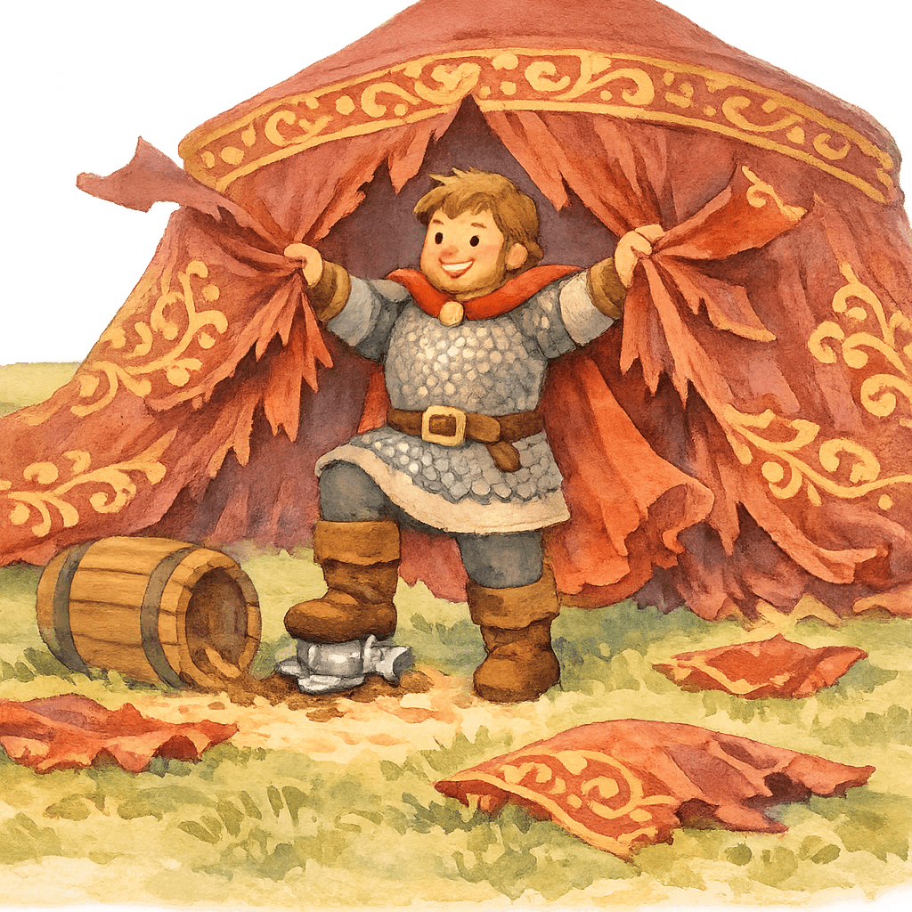 Добрыня рвёт шатер и топчет чарку