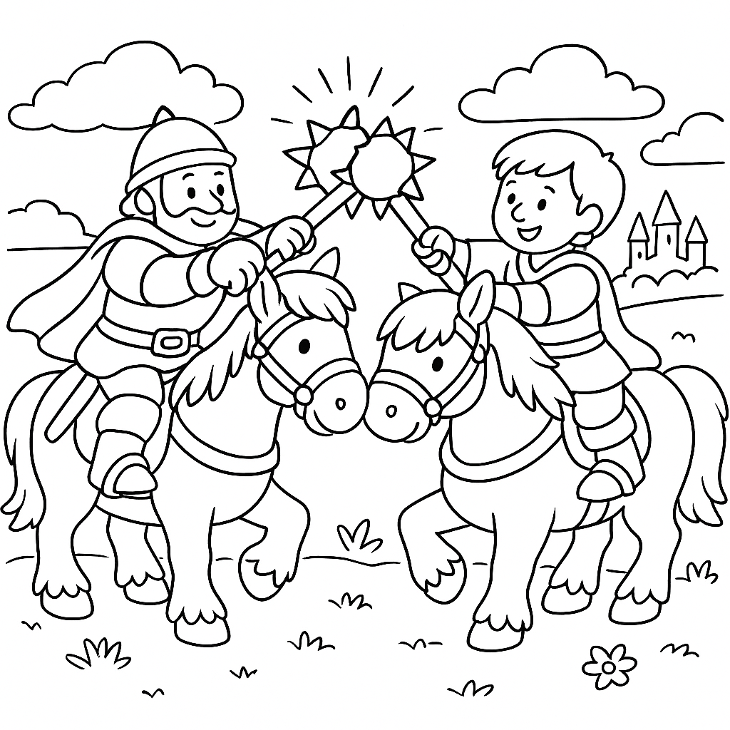 Раскраска по сказке "Бой добрыни с дунаем"