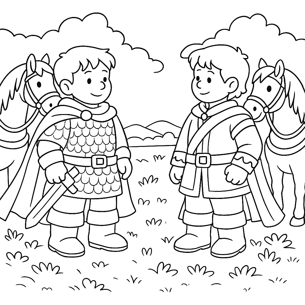 Раскраска по сказке "Бой добрыни с дунаем"